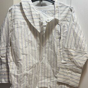 Zara Cream and Blue Striped Shirt